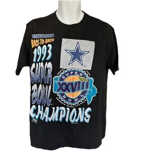 Vtg Dallas Cowboys Back To Back Super Bowl Champions Shirt XXVIII 1993 1994